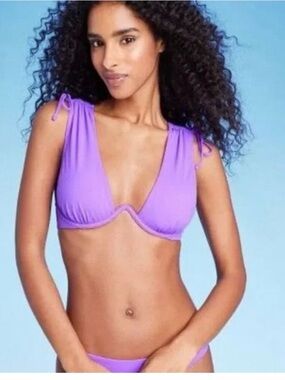 Shade & Shore Purple Scoop Bikini Top